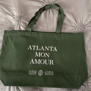 Sezane Forest Green Atlanta Tote Bag